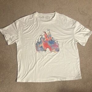 White T-Shirt with Colorful Castle Design